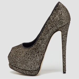 Giuseppe Zanotti Vintage
150mm  heeled pumps Black and Silver Glitter Heels